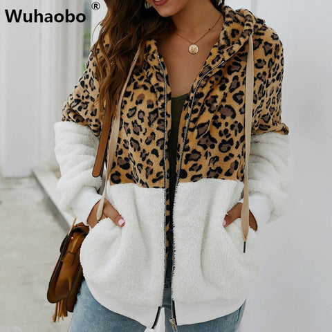 Soft Leopard PrintFur Hoodie Coat