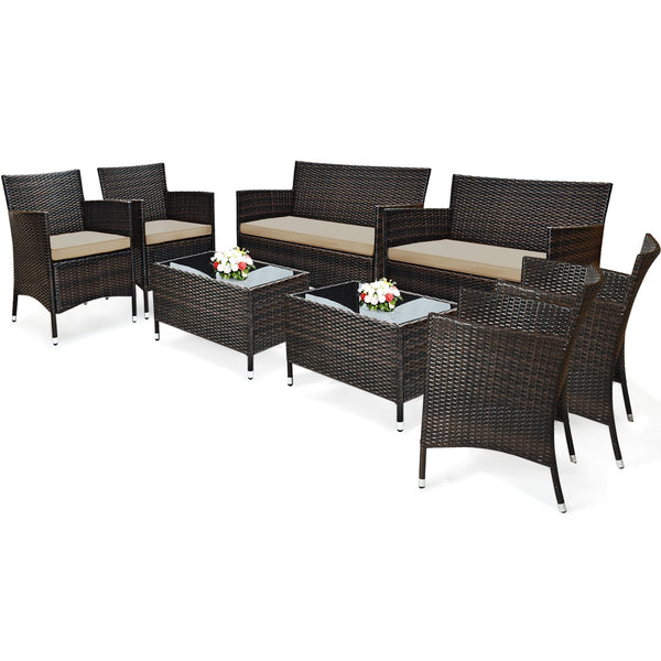 The Pristine Costway Patio Furniture Set Cushioned Sofa Coffee Table